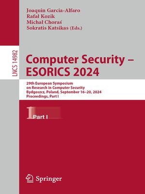 cover image of Computer Security – ESORICS 2024